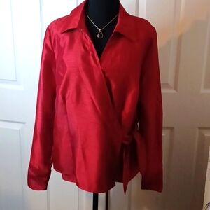 T1-👌- JM Collection Red Dress Top - sz 12